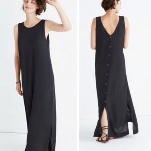 Madewell Black Sleeveless Maxi Dress with Back Button Detail